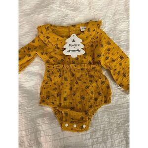 NEW 100% Cotton Floral Yellow Romper Baby Girl 3-6M